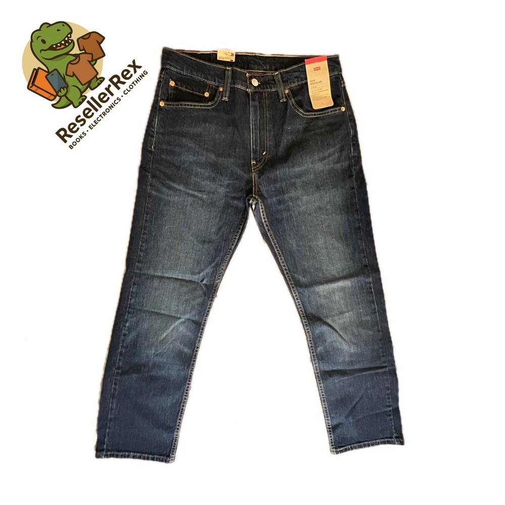 Levis 505 Regular Fit Dark Wash Jeans Men 32x29 Straight Leg Eco Ease 00505-2195